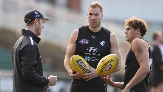 NEWS NOW : Carlton coach says twin towers Charlie Curnow and Harry McKay help the Blues.
